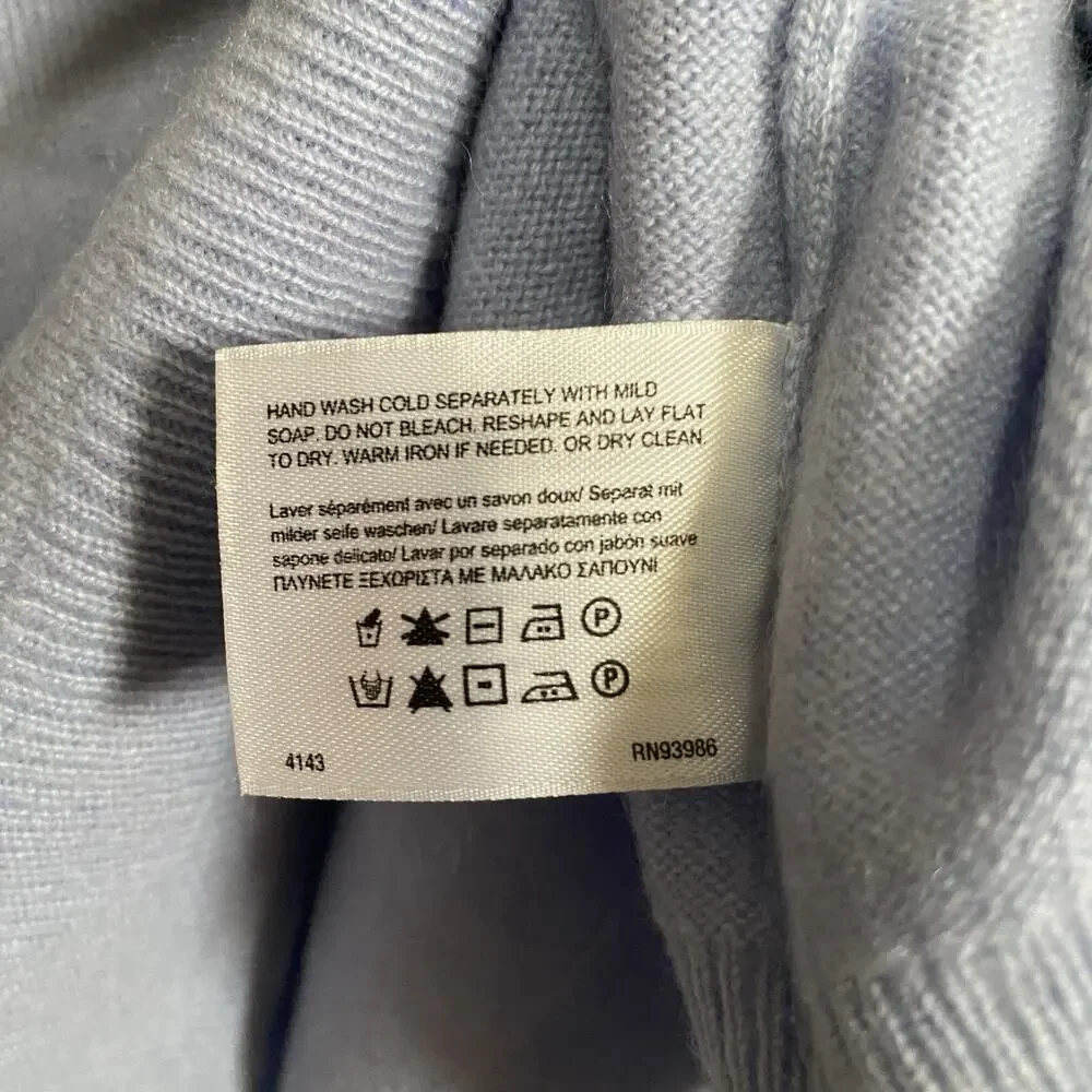 Brooks Brother Women’s Turtleneck Long Sleeve Cashmere Dusty Blue Sweater Medium